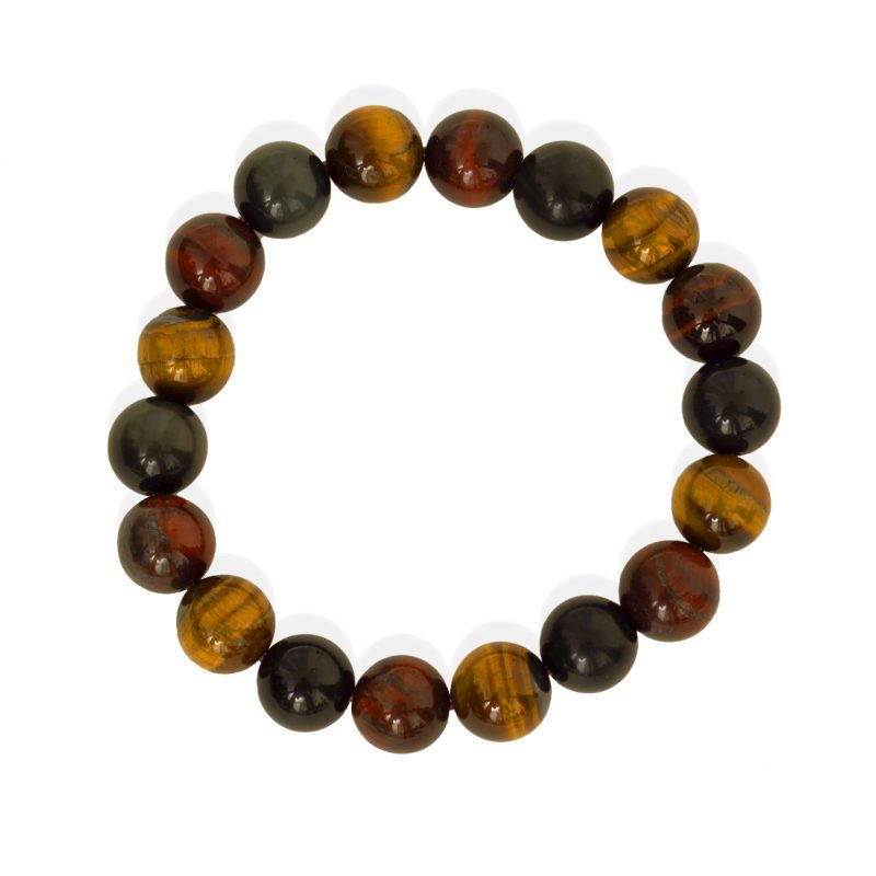 Bracelet mixte en pierres naturelles Œil de Tigre, Œil de faucon et Œil de Taureau