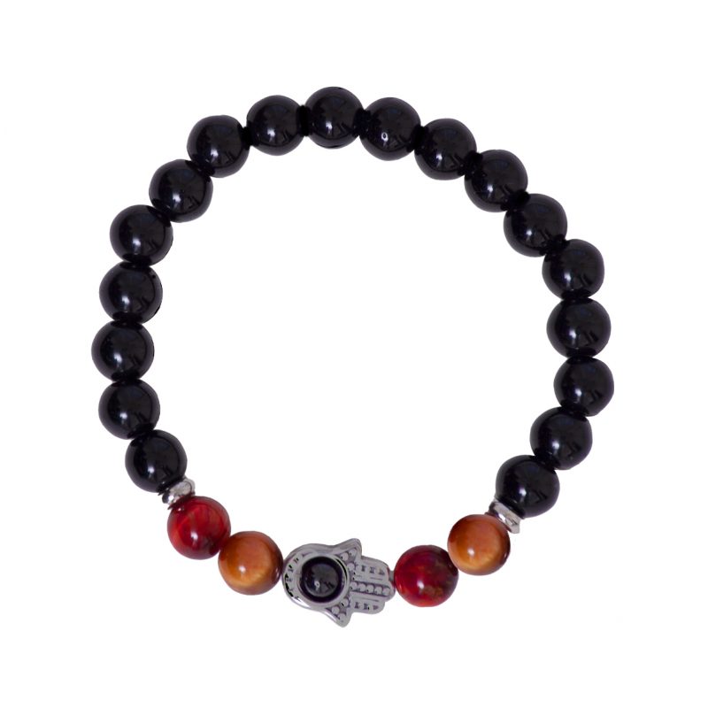 Bracelet Homme en Onyx et Main de Fatma