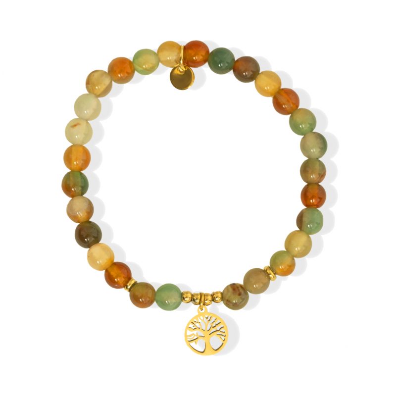 Bracelet féminin en Agate & médaillon en forme d'Arbre de vie