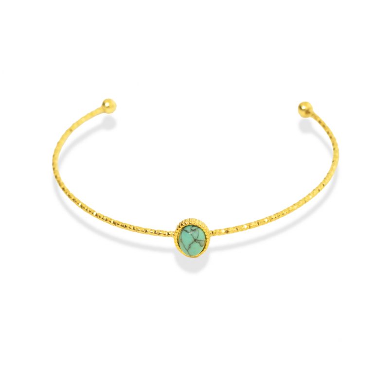 Bracelet Jonc pour Femme Orné d'une Pierre Turquoise Ovale
